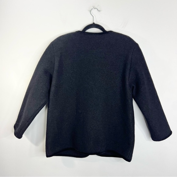 Vtg 80s 90s Canadian made trachten style black boiled wool duck cardigan jacket - Picture 5 of 14